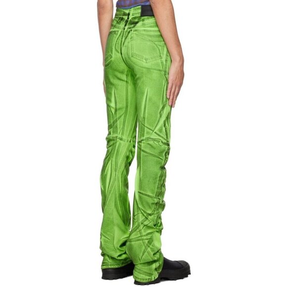 Ottolinger Drape Jeans Size XS Slim Fit Mens Green Crinkle Effect $605 - Picture 12 of 13